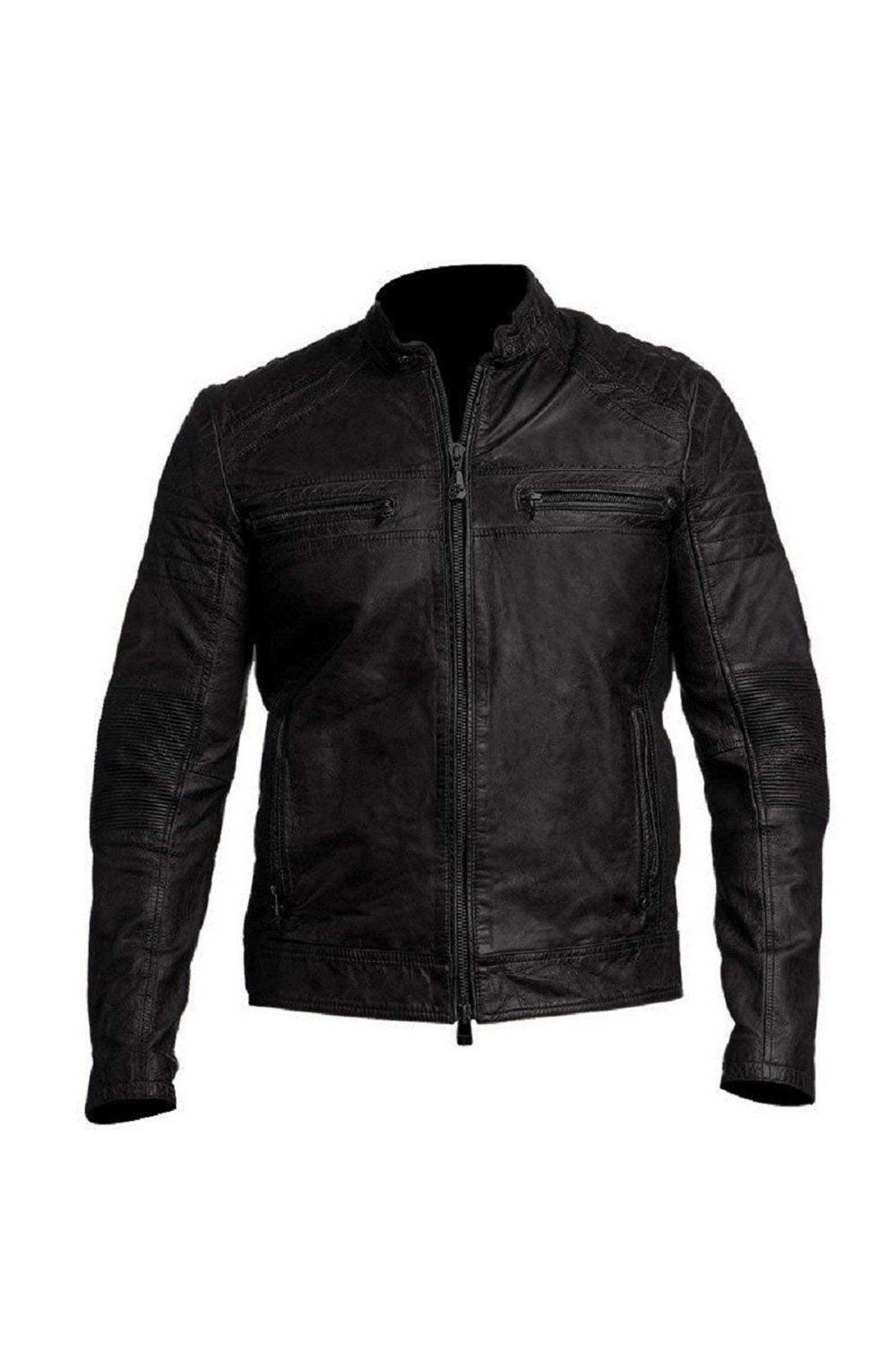 Men's Black Cafe Racer Style Real Leather Jacket | Throblife