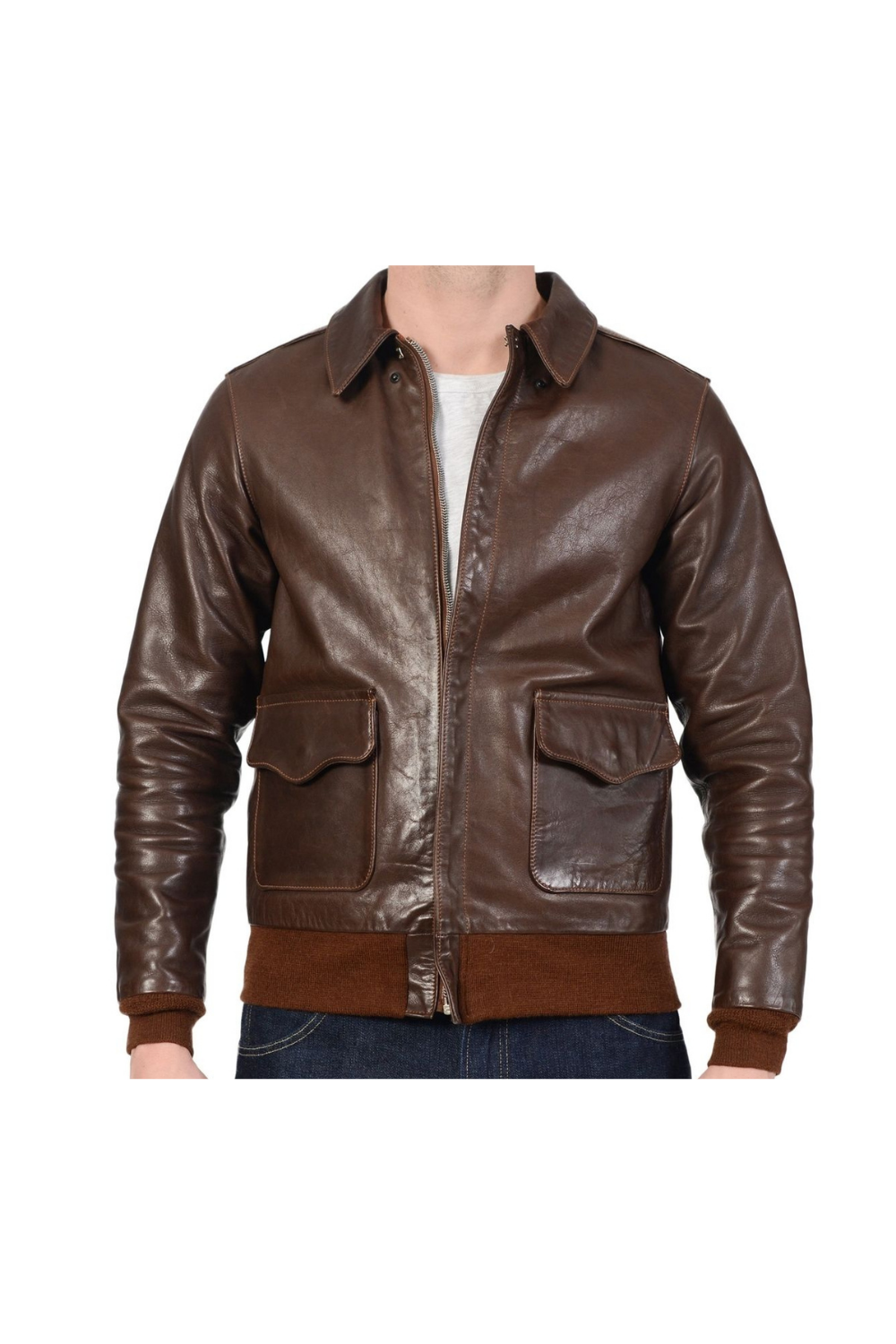 A2 Bomber Brown Leather Jacket - Biker Jacket | Throblife