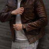 Cafe Racer Brown Leather Jacket