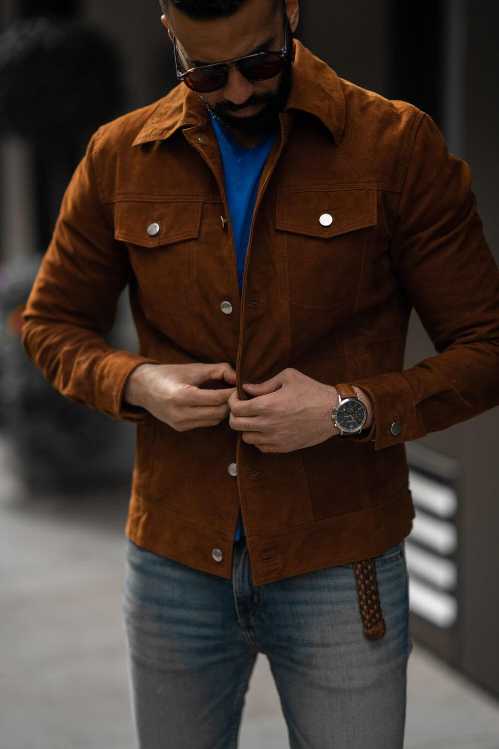 Men's Logan Brown Suede Leather Jacket | Throblife
