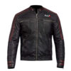 Mass Effect N7 Red Striped Quilted Black Leather Jacket For Men
