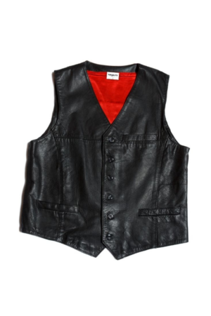 Tony Black Leather Vest