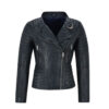 Mugger Black Quilted Biker Leather Jacket