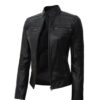 Madame Black Leather Biker Jacket