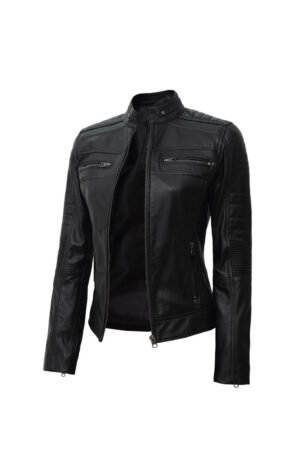 Bandit Black Leather Bomber Biker 