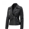 Mystic Black Leather Biker Jacket