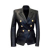 Kim Kardashian Black Blazer Leather Jacket For Women