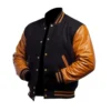 Brew Caramel Black varsity Jacket